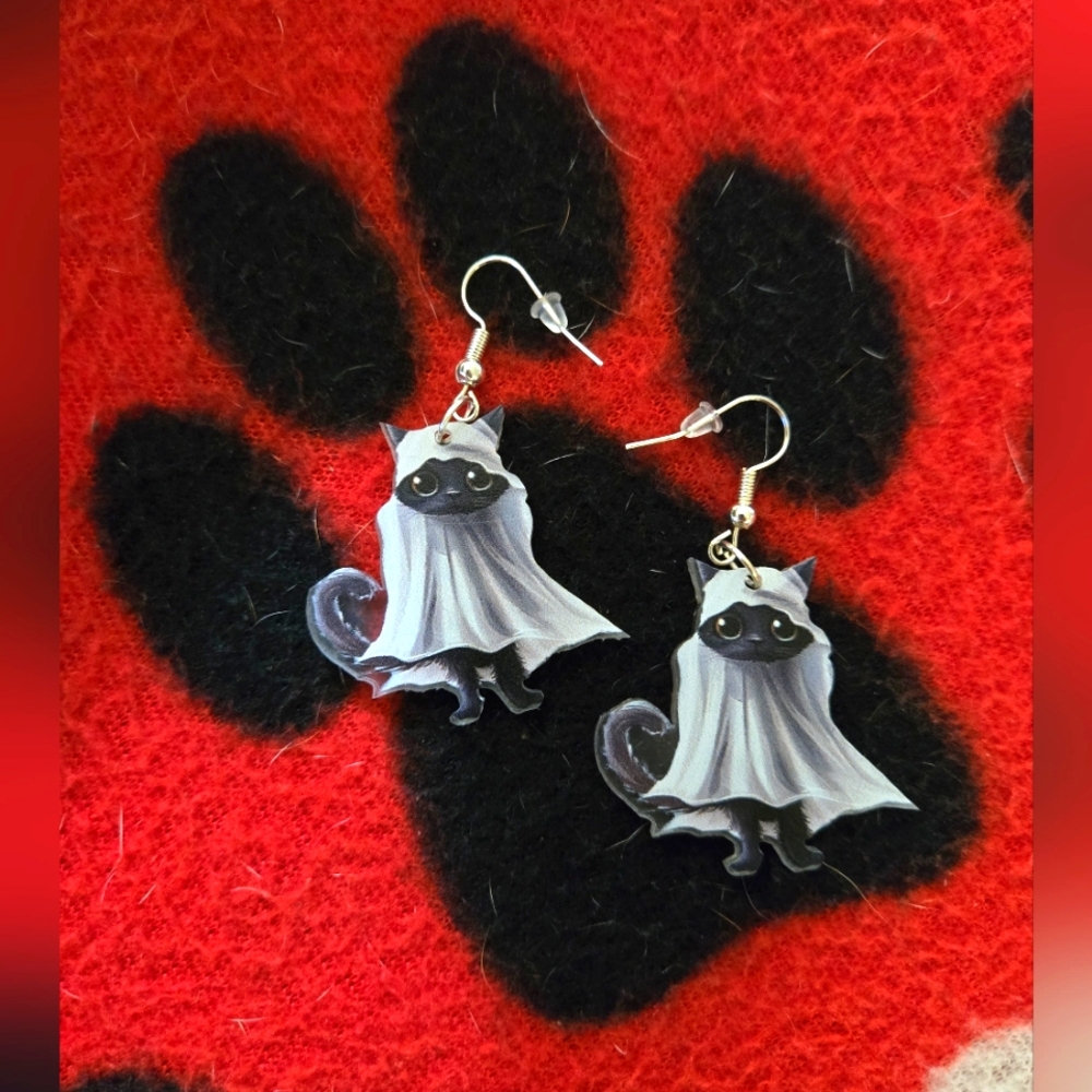 Cat Ghost Earrings
